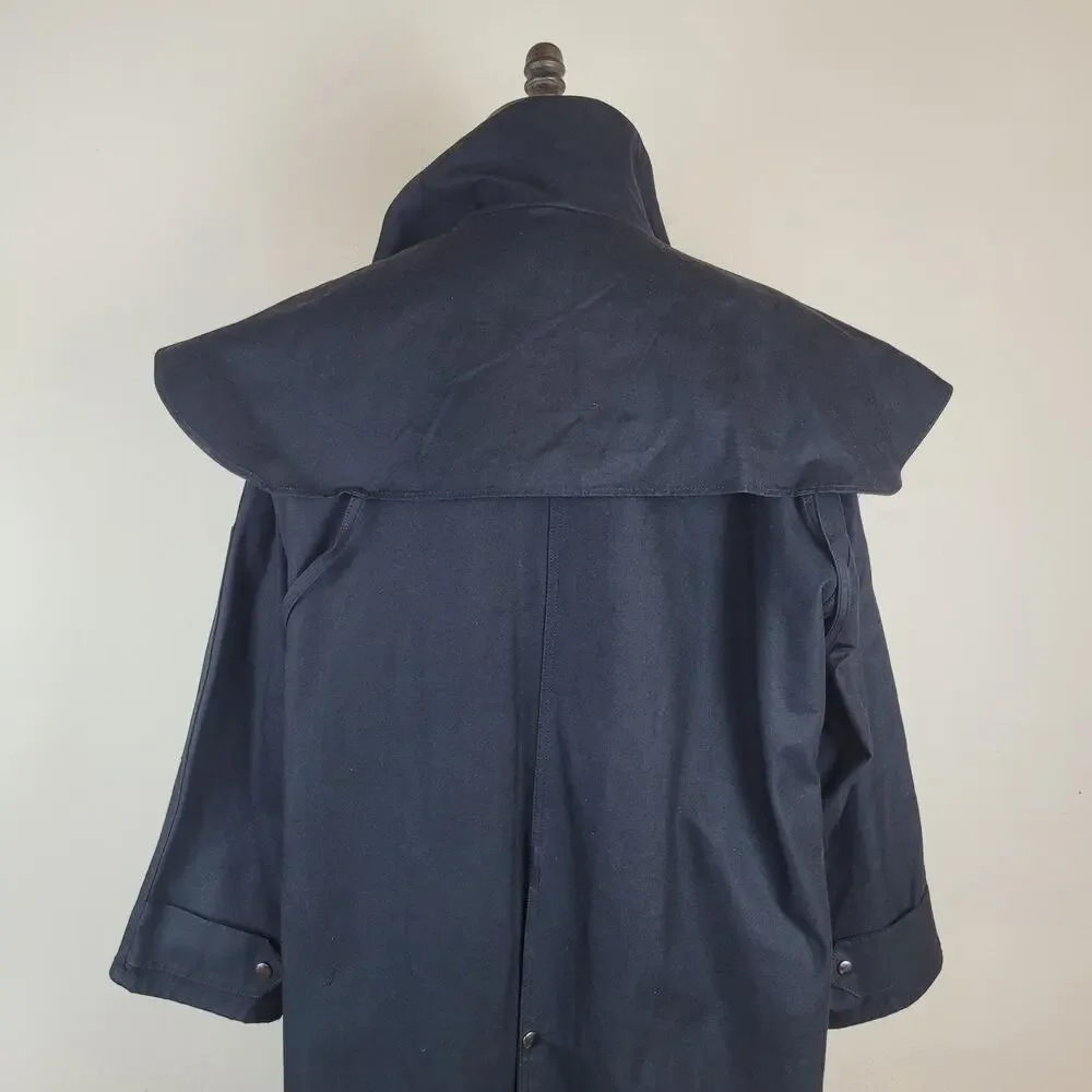 Stockman Coat Large Black Waxed Canvas Drover Duster Riding Western Australia